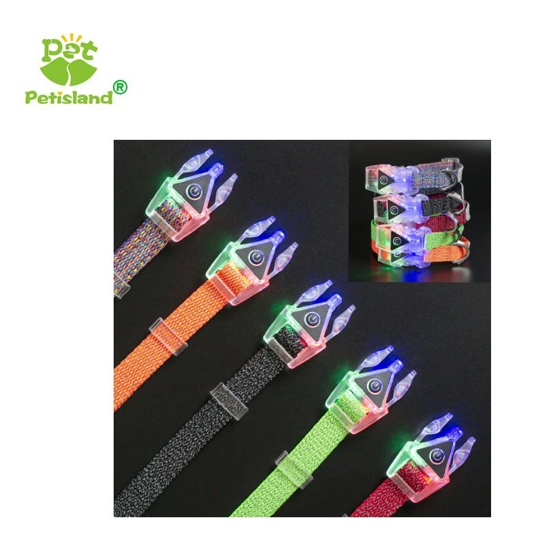 Petisland Safety USB Rechargeable Collar Lead Dog Sets Night Illuminated up Glowing Luminous Light Pet LED Dog Leash Collar