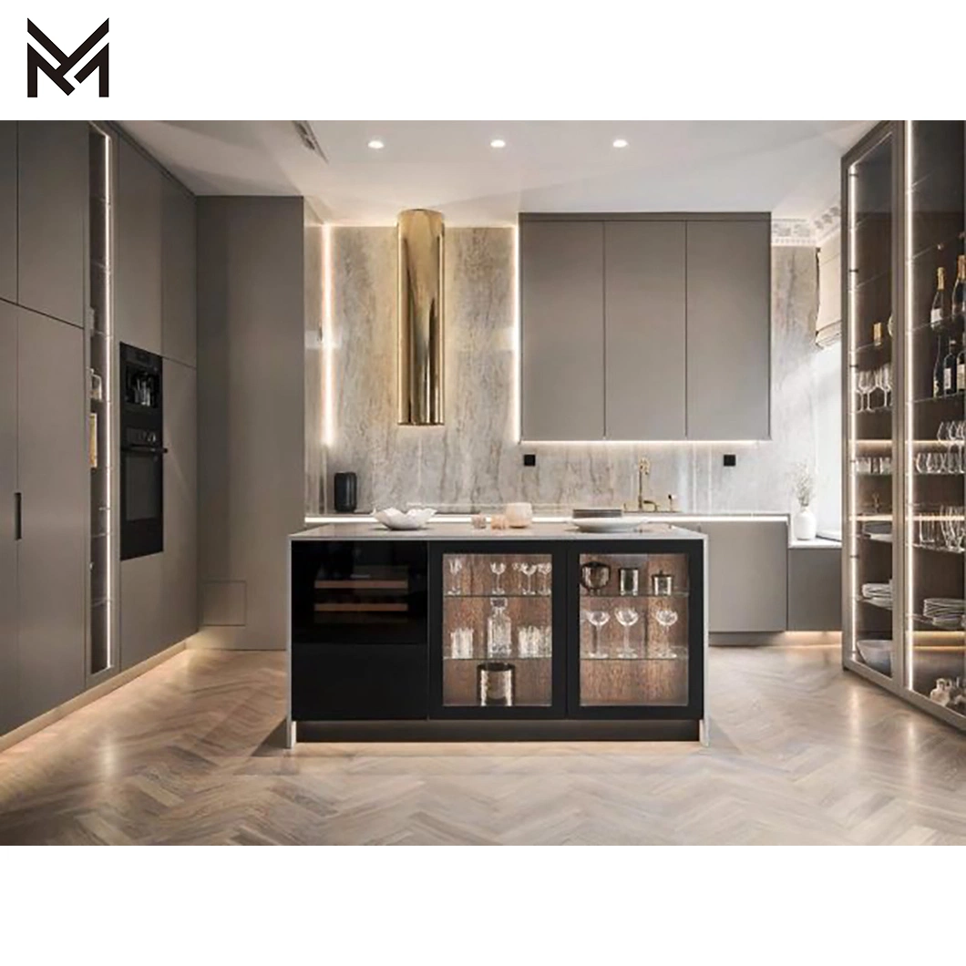 Haute brillance laminés en bois Meubles de cuisine moderne d'accueil personnalisée Cabinet pour le commerce de gros