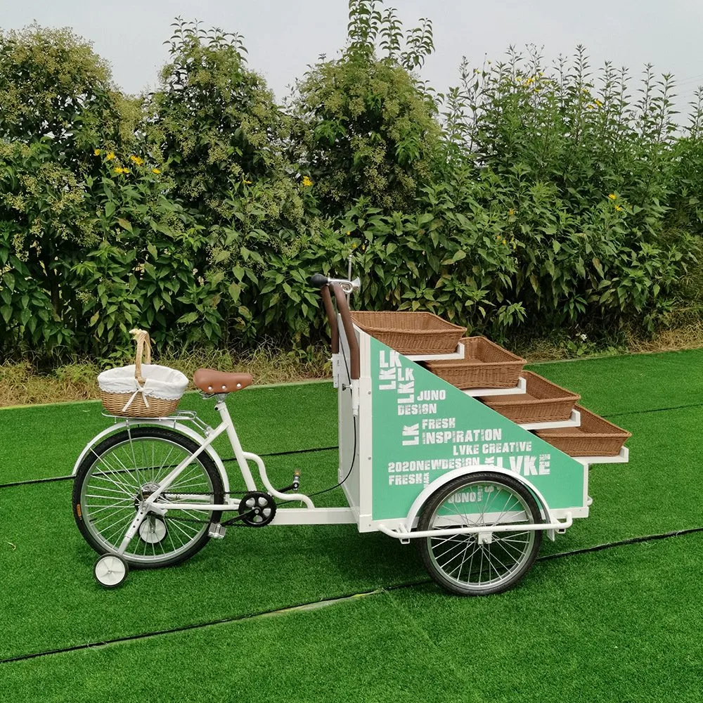 Populares la venta ambulante de alimentos carro remolque Venta móvil carrito de helados en bicicleta de flores