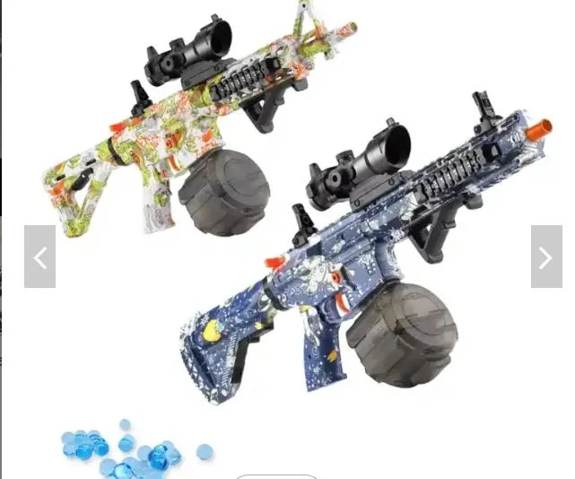 2023 مدفع مكبر M4a1 M416 مدفع بلكرة جل AK47 Vector V2 HK416 Automatic ABS Blaster Metal Toy Water مسدس