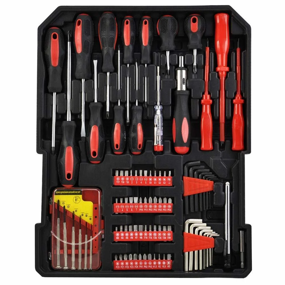 186PCS Tools Set with Aluminum Case Tool Set for Car Motorbike Repair Daily Maintenance, Household DIY Tool Box with Tools Included, Hammer Pliers Screwdrivers