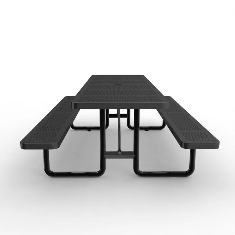 OEM 96" Outdoor Expanded Metal School/Restaurant Cafeteria Rectangular Hall Picnic Table, Black