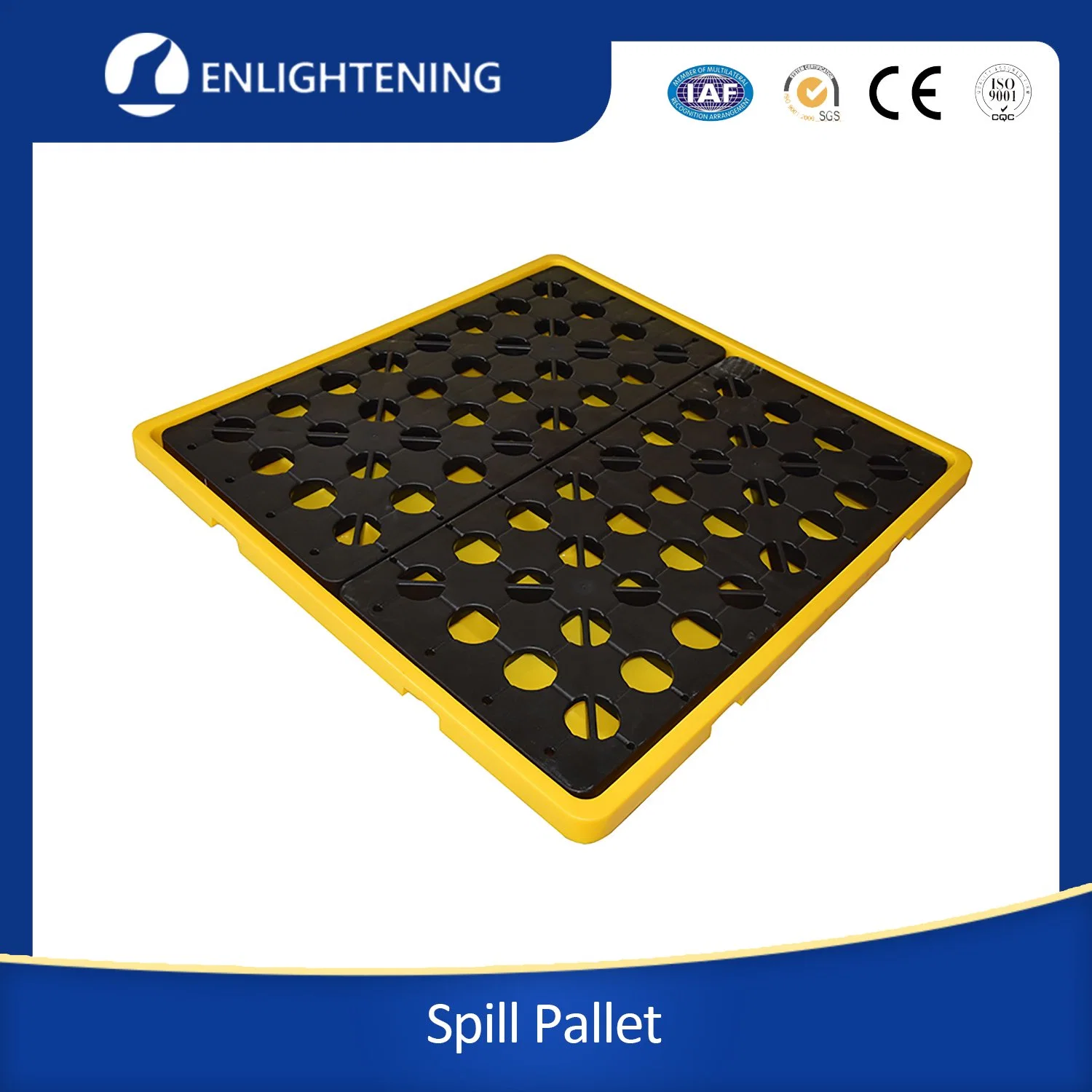 Leak-Proof Reusable Industrial Plastic Drum Pallets Heavy Duty HDPE 4 Drums Spill Pallet