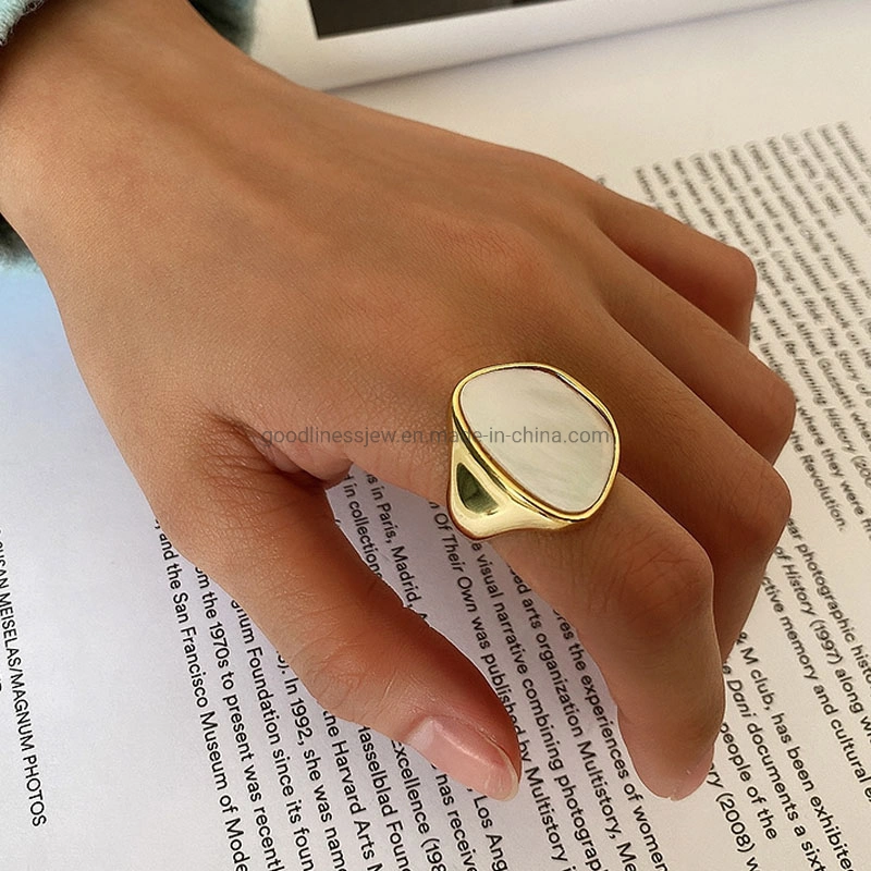 Mother of Pearl Irregularity Shape Gold Plated Ring Fashion Jewellery