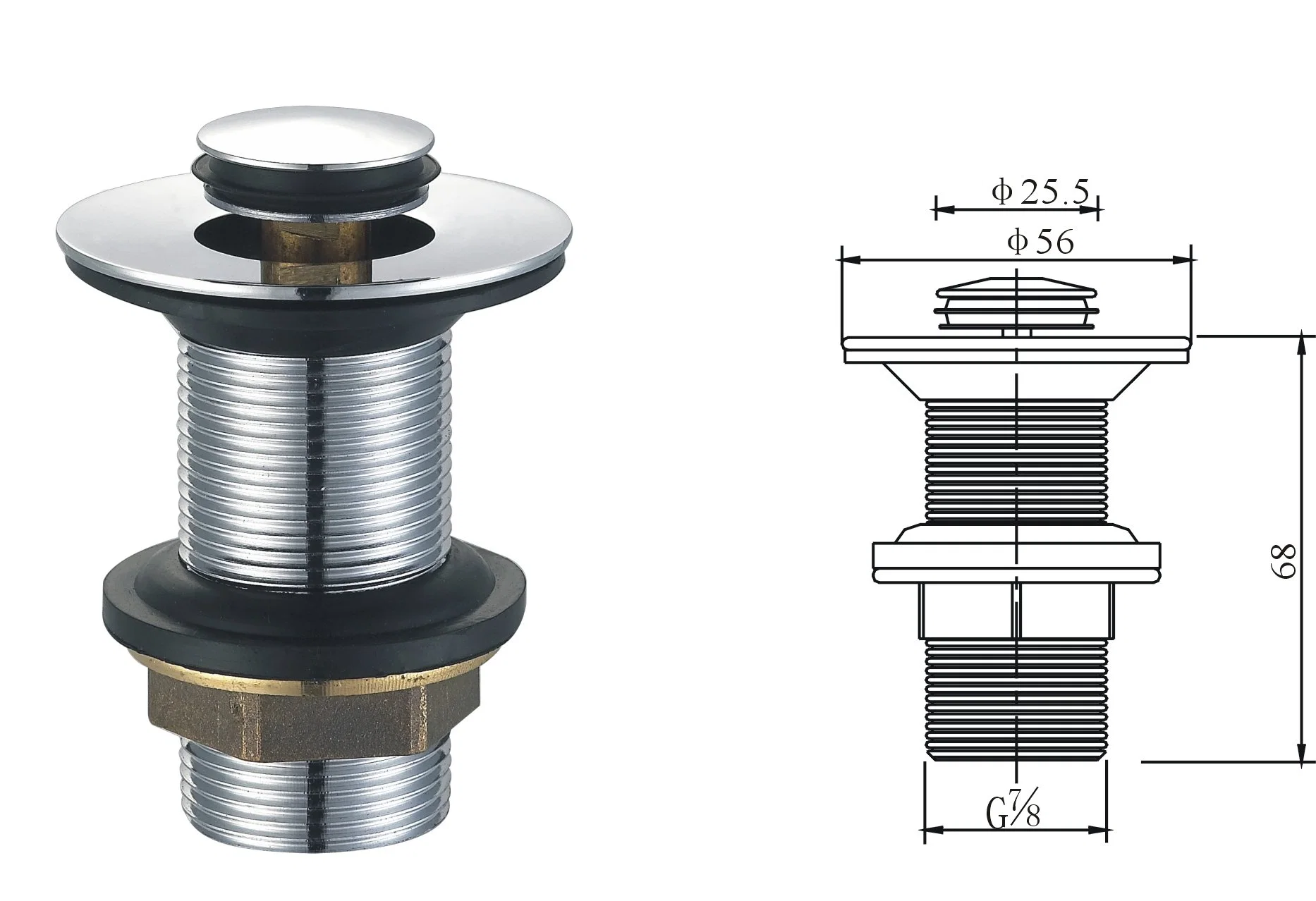 7/8" Basin Waste Drain with Plastic Plug Cap for Brazil Market