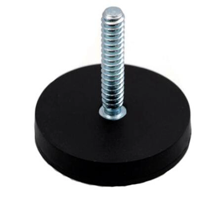 Permanent Powerful Neodymium Rubber Coated Pot Magnet with Screw Thread