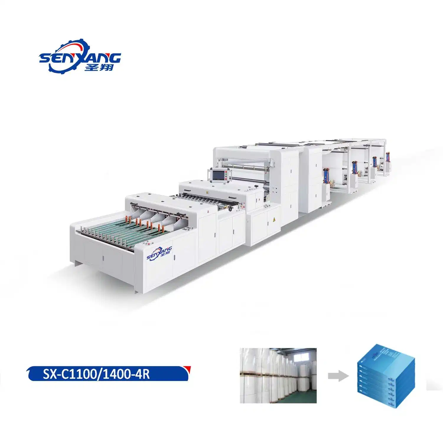 Four Rolls Feeding Wrapper Paper Roll to Sheets Cutting Machine