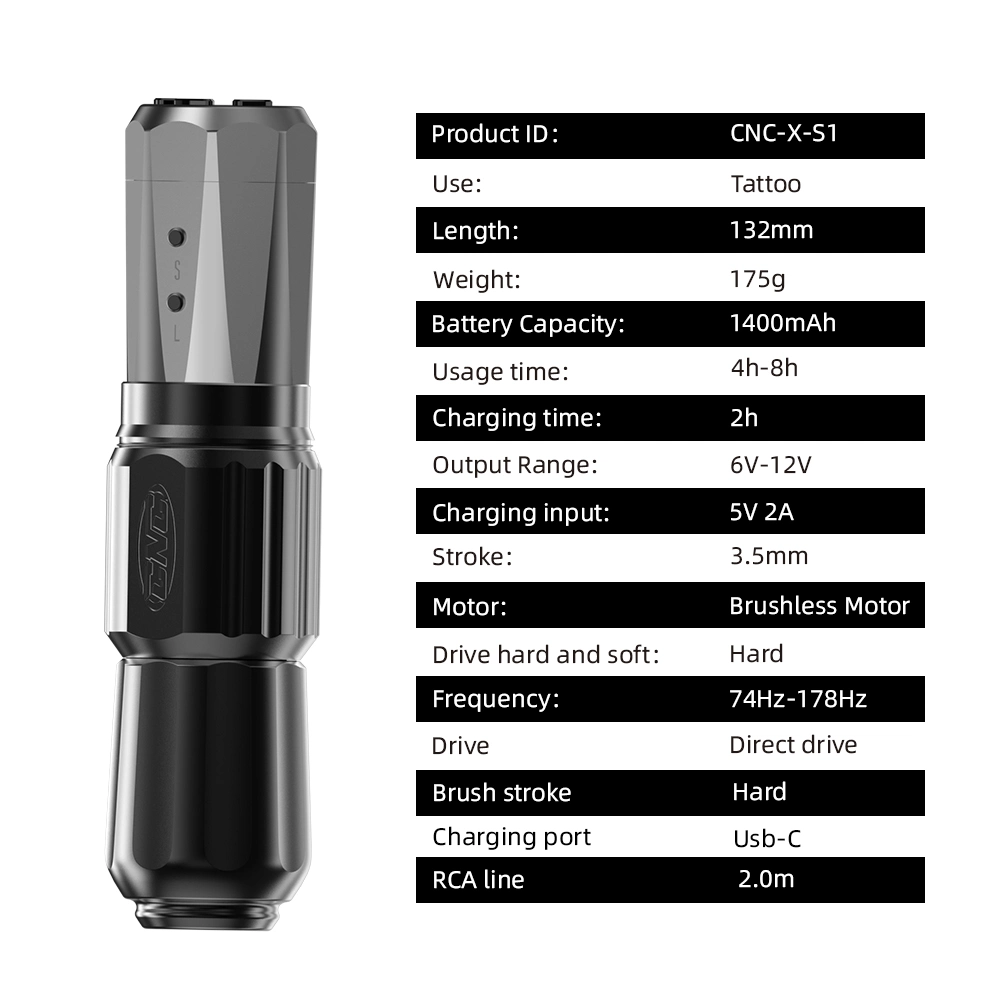 Kit de pistola de máquina sem fios para artista de carroçaria OEM CNC S1 Professional Tatuagem