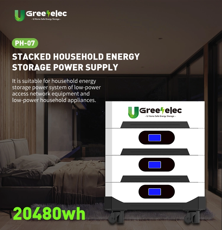 U-Greenelec Power Wall для домашней литий-ионной батареи 51,2 в 400ah Lithium Солнечная батарея глубокого цикла