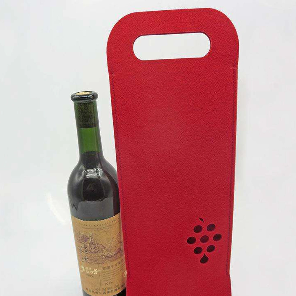 Qingdao Factory Felt Wine Bottle Tote Holder Carrying Bag Bottle Bag Wine Box Gift Bag