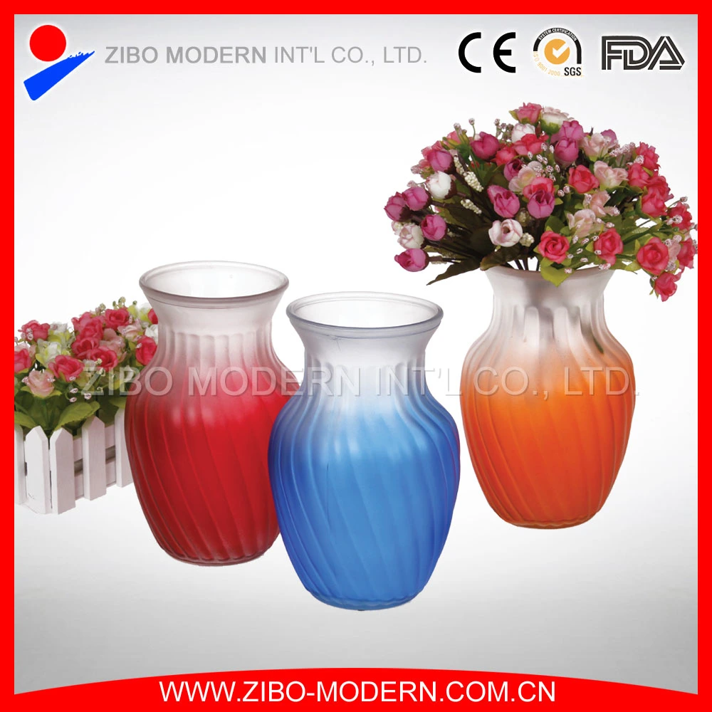 Colored Glass Vases Semi-Color Sprayed Cheap Colored Glass Flower Vase