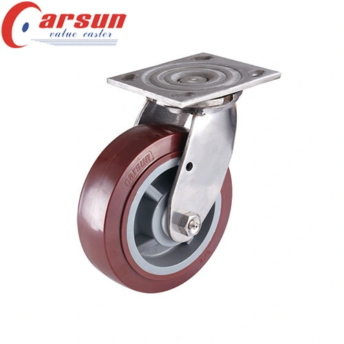 6 Inches Heavy Duty Rotating Swivel Caster with PU Wheel (Stainless steel)