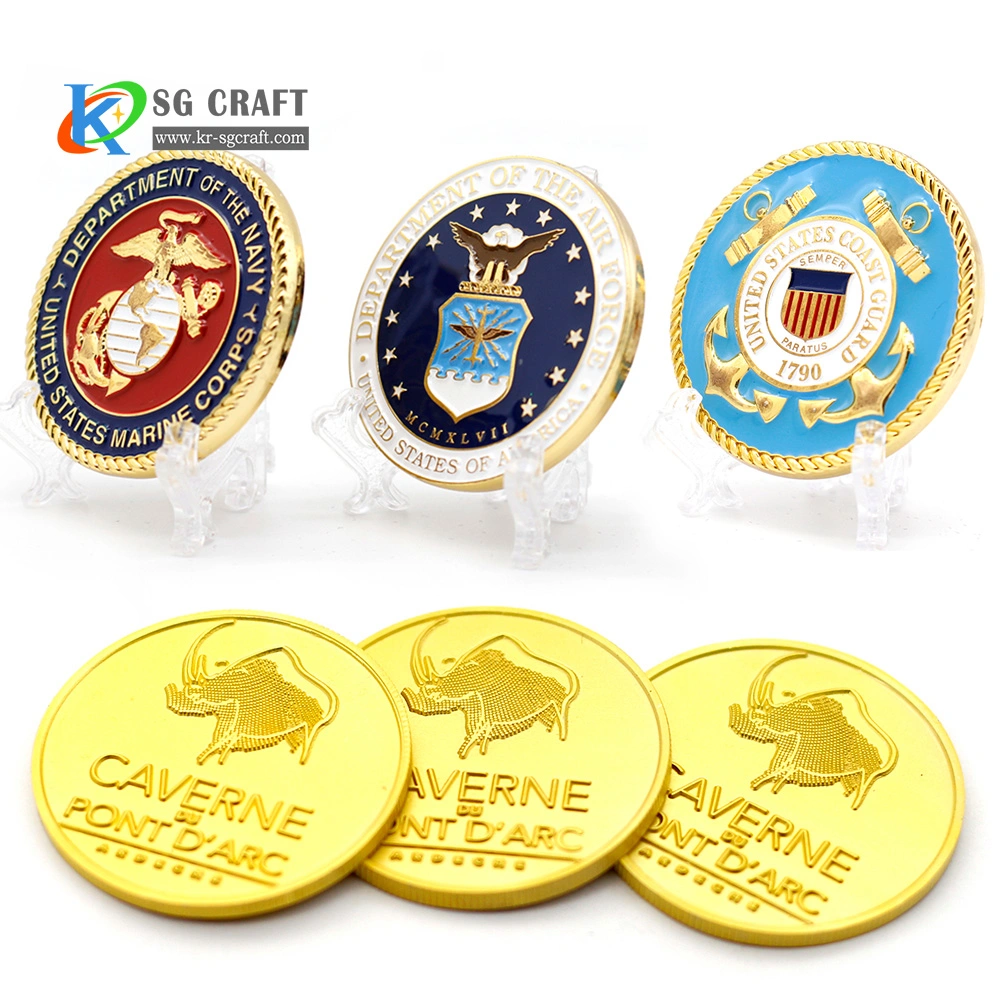 Challenge Coin Factory Custom Design Metal Award Ssoft Emaille Diamant Edge Gold Police Gedenkmünze 3D für Werbegeschenke