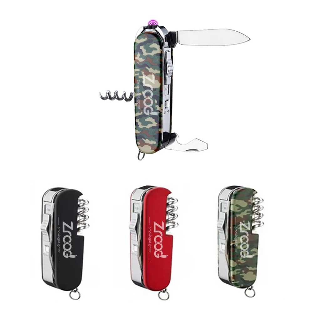 Metal Knife Multifunctional Style USB Electronic Chargeable Lighter Cigarette Windproof Lighter