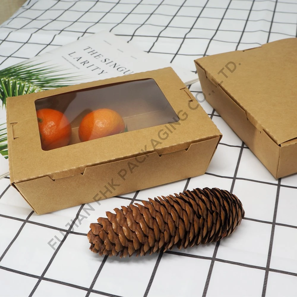 Packaging Food Printing Container Salad Fruit Take Away Box Lunch Box Kraft Paper