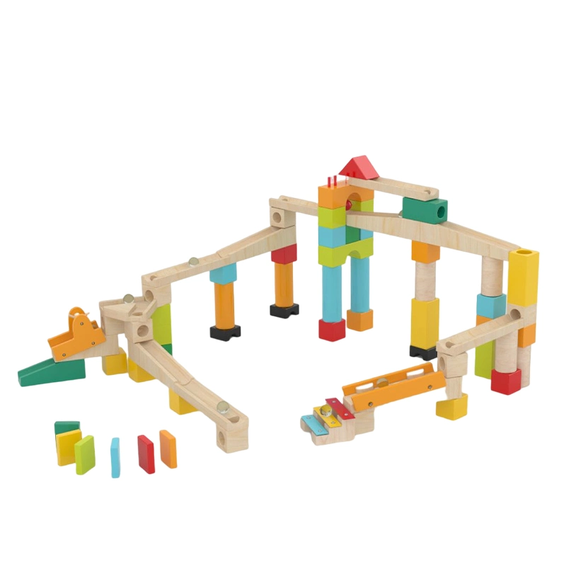 Ensemble de blocs de course en marbre de jouets en bois