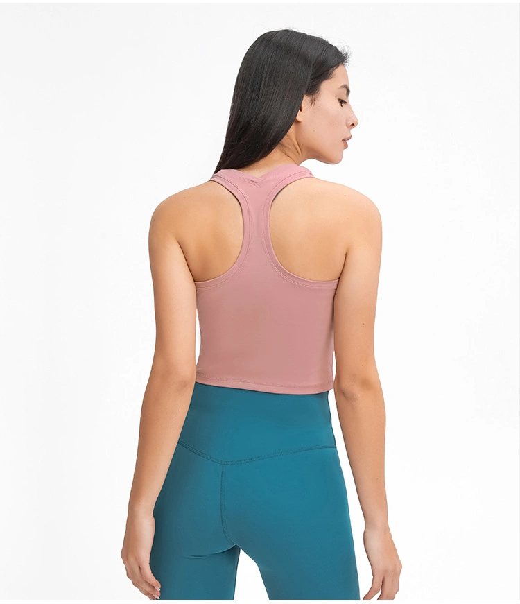 Lu-25 2022 Spring/Summer New Short Solid Color Yoga Vest Feminine Y-Shaped Beautiful Back Moisture-Wicking Yoga Clothes