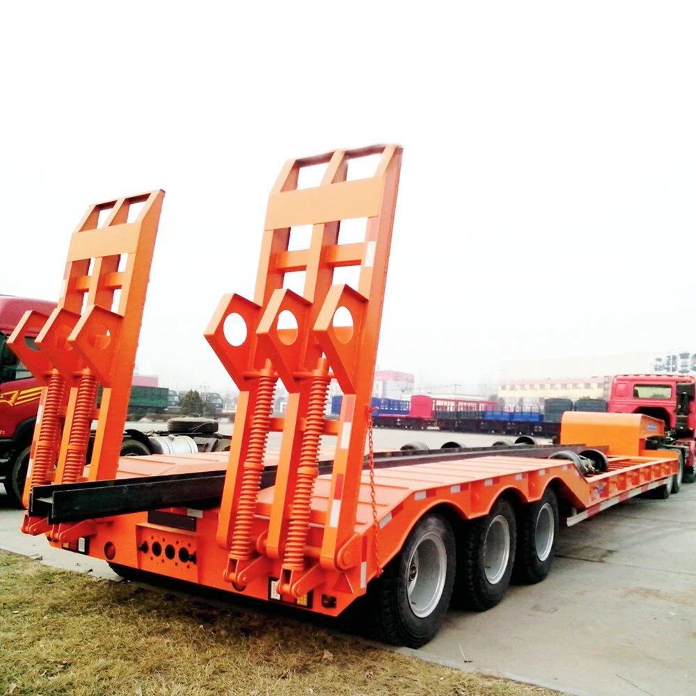 Customized 60 Tons Galvanized Gooseneck Excavator Trailer Lowbed Semitrailers Loading Capacity Drop Deck Low Bed Truck Trailer