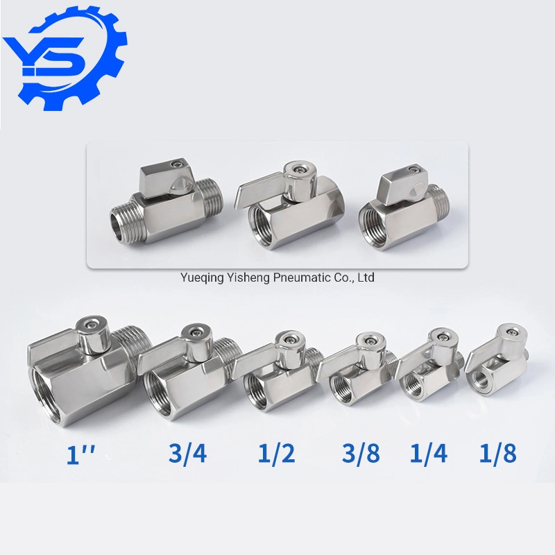 Stainless Steel Double External Teeth Mini SS304 Female Male Threaded Ball Valve, Mini Ball Valve 1/8 Inch Fnpt Thread