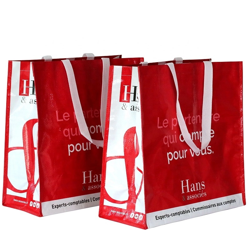 France Market Double Sides Printing Promotion Recycled PP Woven Shopping Bag Eco Friendly