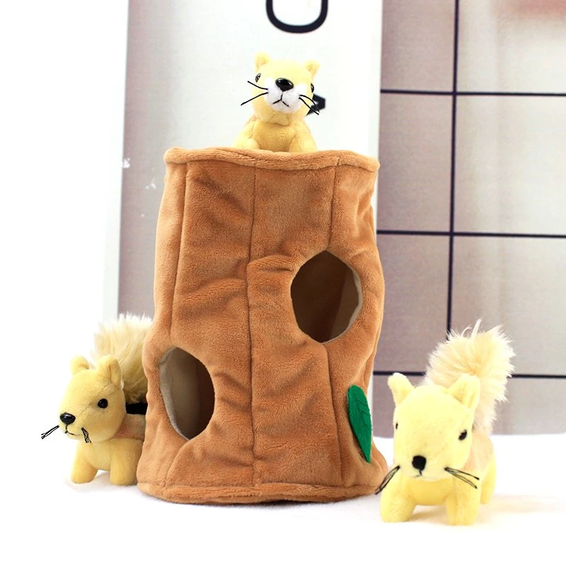 2022 Nuevo diseño OEM Reposed Hide-a-Squirrel Pet Toy for Dog Cachorro gato de peluche mascotas juguetes