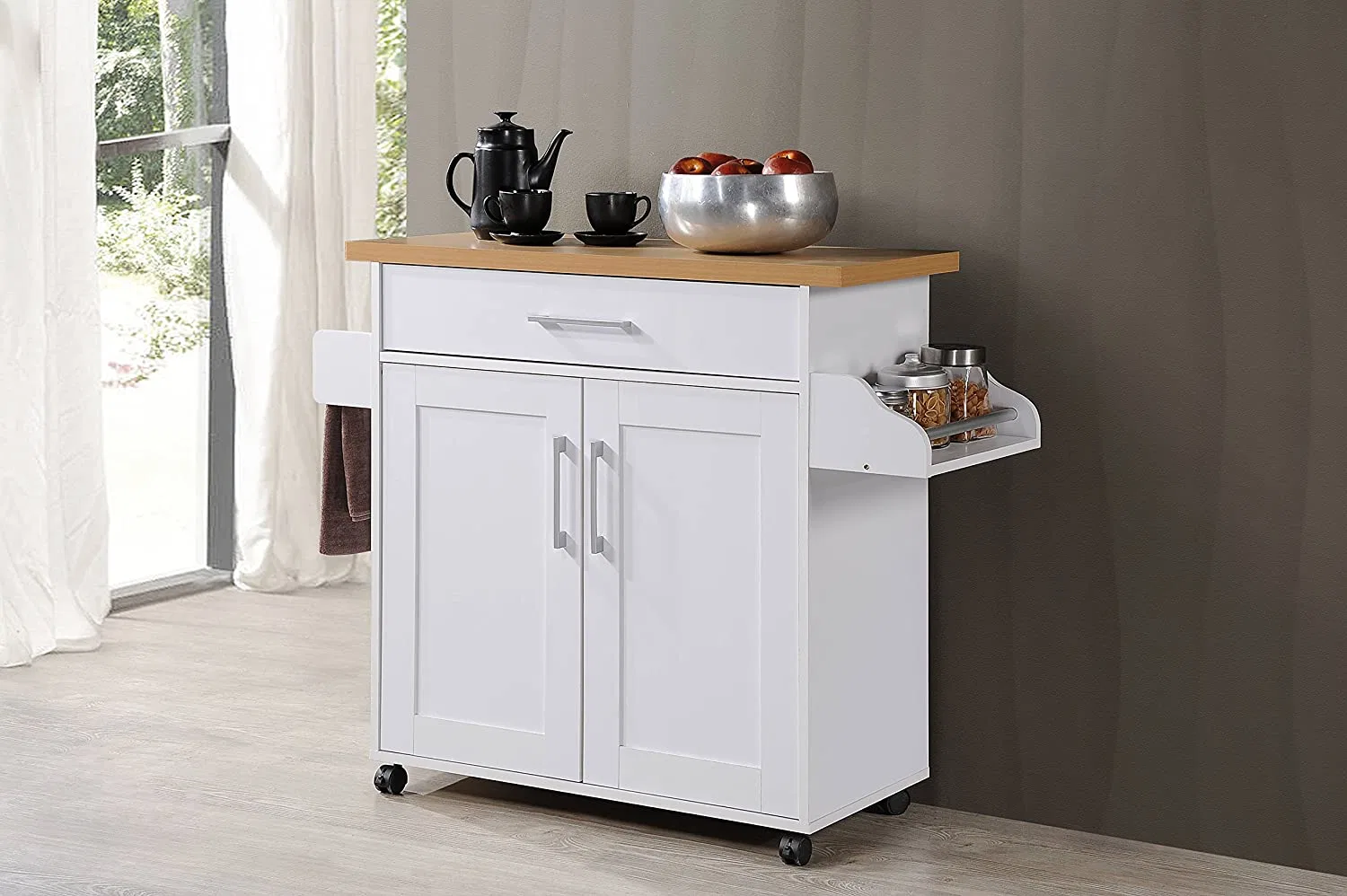 Utility Breakfast Bar Solar Stainless Steel Food Cart Kitchen Island Modern