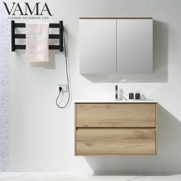 Vama 800mm Modern Wall Mounted Single Basin Bathroom Vanity Set with Mirror Cabinet in Foshan Qw101-80