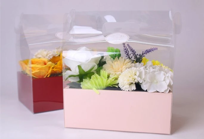 Portable Flower Box PVC Cake Box Gift Box DIY Flower Paper Box