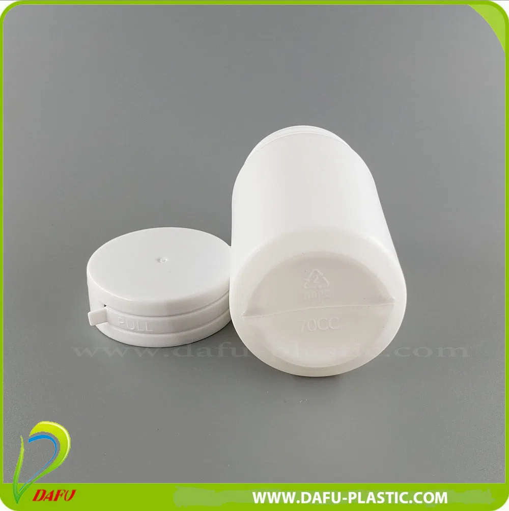 HDPE 70ml Plastic Jar Round Capsule Bottle with Flip Top Cap