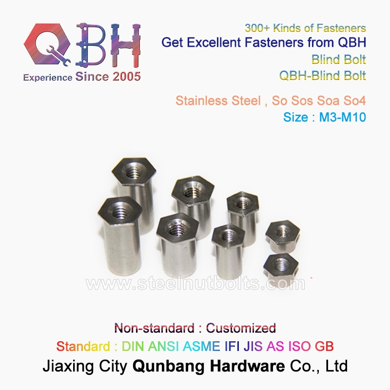 Qbh Mechanical Hydraulic Pneumatic Press Stainless Steel Female Thread Thru-Hole Hexagon Hex Self-Clinching Drilling Tapping Standoffs Blind Hollow Screws