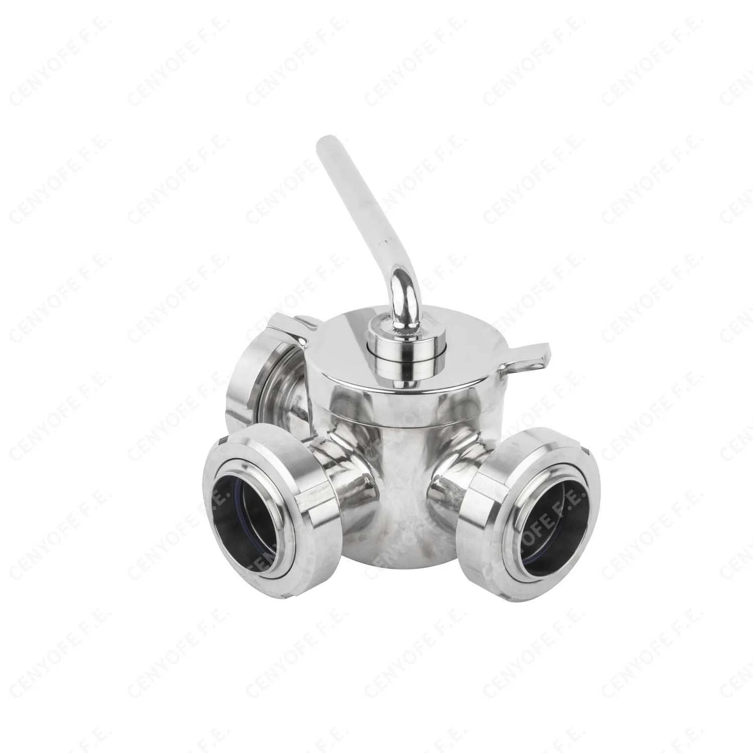 Stainless Steel Sanitary 3 Way Plug Valve with Bsm Union