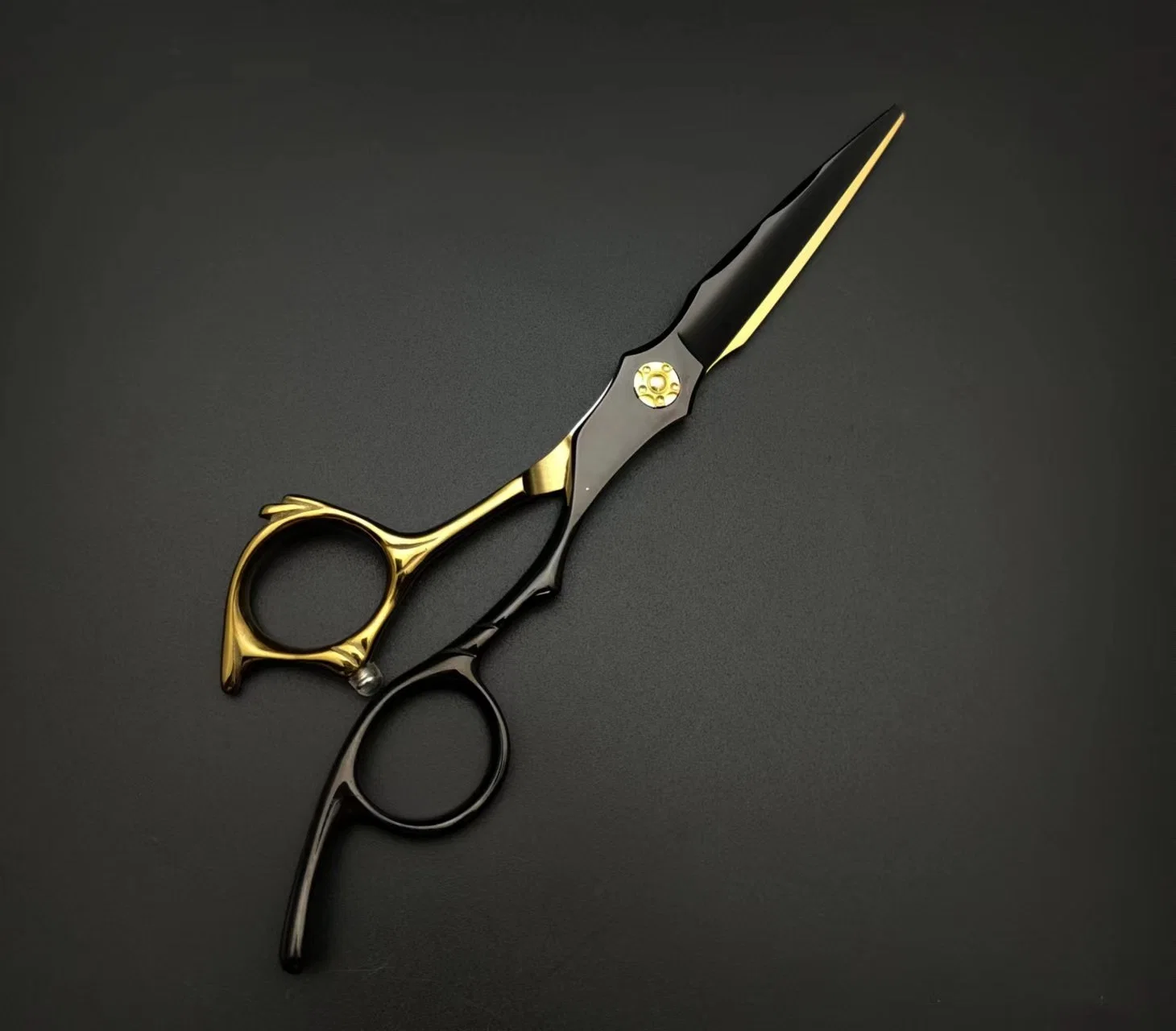 Flat Shear Electroplated Black Gold Hair Scissors