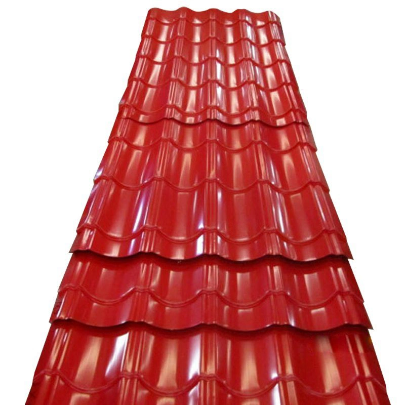 0,12 mm 0,13 mm 0,14 mm 0,15 mm Vermelho RAL revestimento revestido a cores PPGI Chapa ondulada de aço galvanizado para telhados