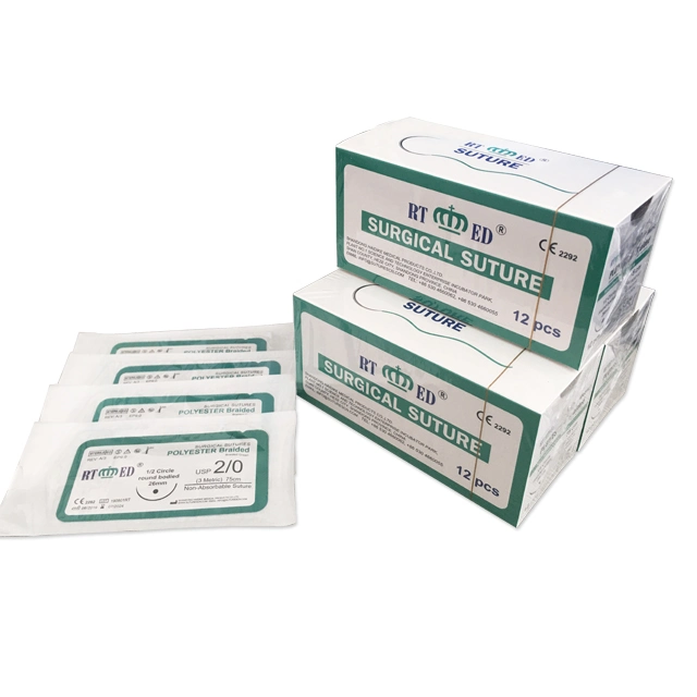 Sterile Non-Absorbable Surgical Suture with Needle Polyester USP2-7/0