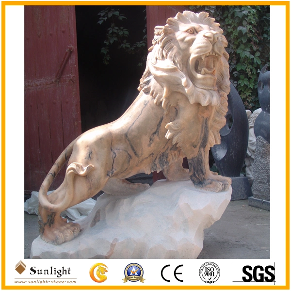 Anique Outdoor Pink/White/Grey/Yellow/Green Marble Stone Hand Carving Statue Tiger Sculpture