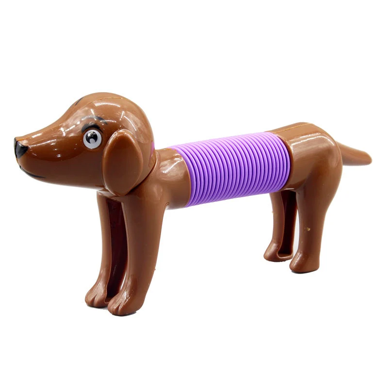 2022 New Arrival High quality/High cost performance Funny Plastic Dog Pops Tube Animal Spring Stretch Dogs Fidgets Toy for Kids