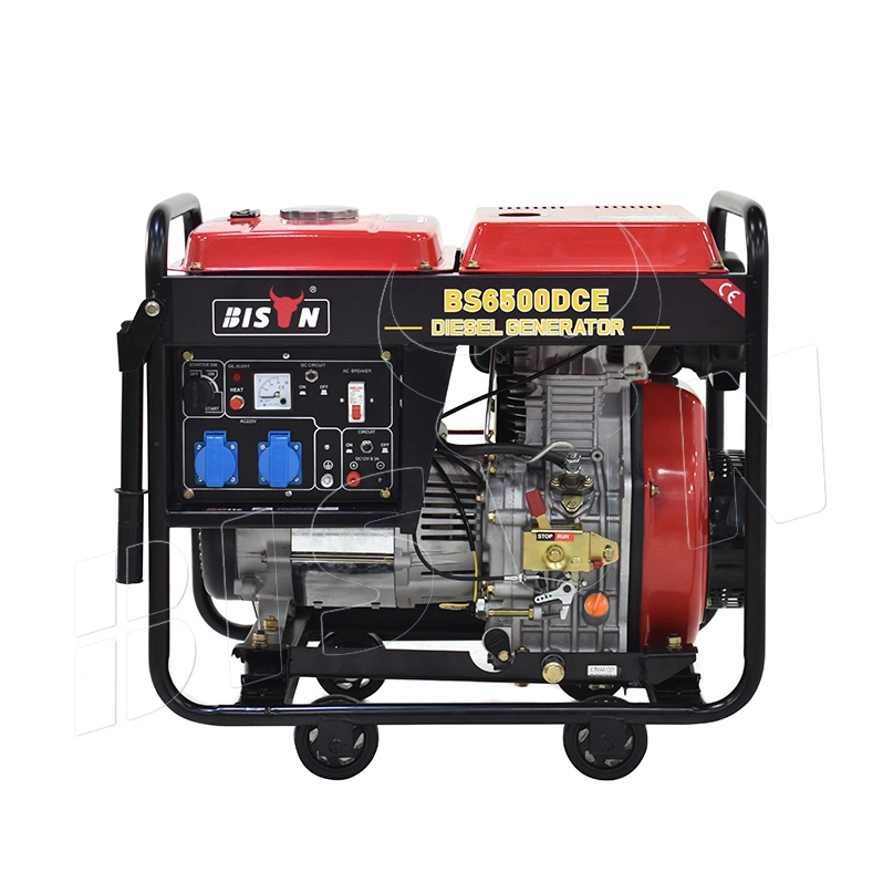 Prêt en stock Bison Portable Power 3kVA Générateur à moteur diesel silencieux de petite taille refroidi par air à un cylindre avec démarreur électrique.