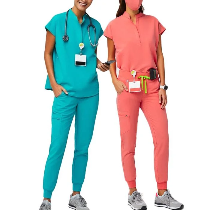 Wholesale/Supplier Medical Nursing Hospital Uniform Black Elastic Scrubs Sets Stretch Uniform