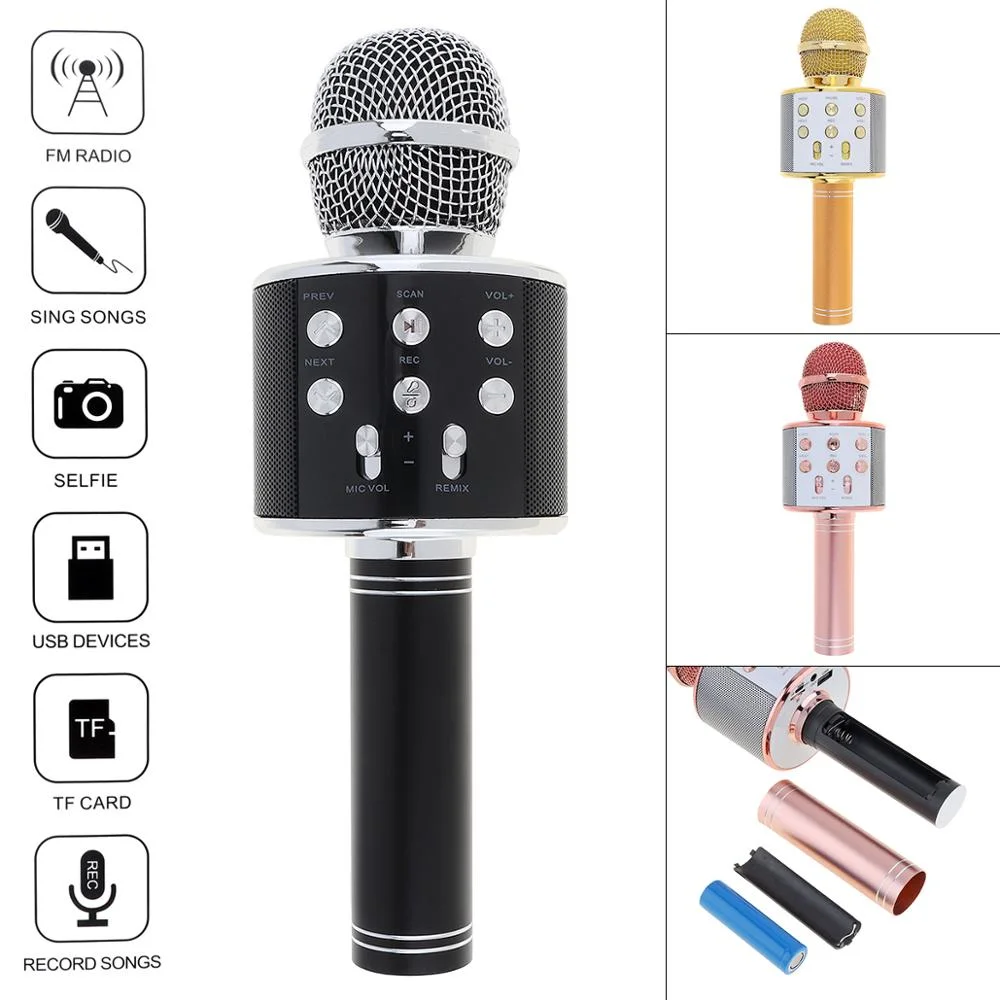 Portable Handheld USB Bt Wireless Karaoke Microphone Bring Their Own Audio