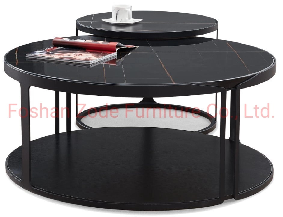 Zode Modern White Marble Metal Furniture Factory Wholesale/Supplier Unique Black Marble Top Coffee Table Chair Home Living Room Hotel