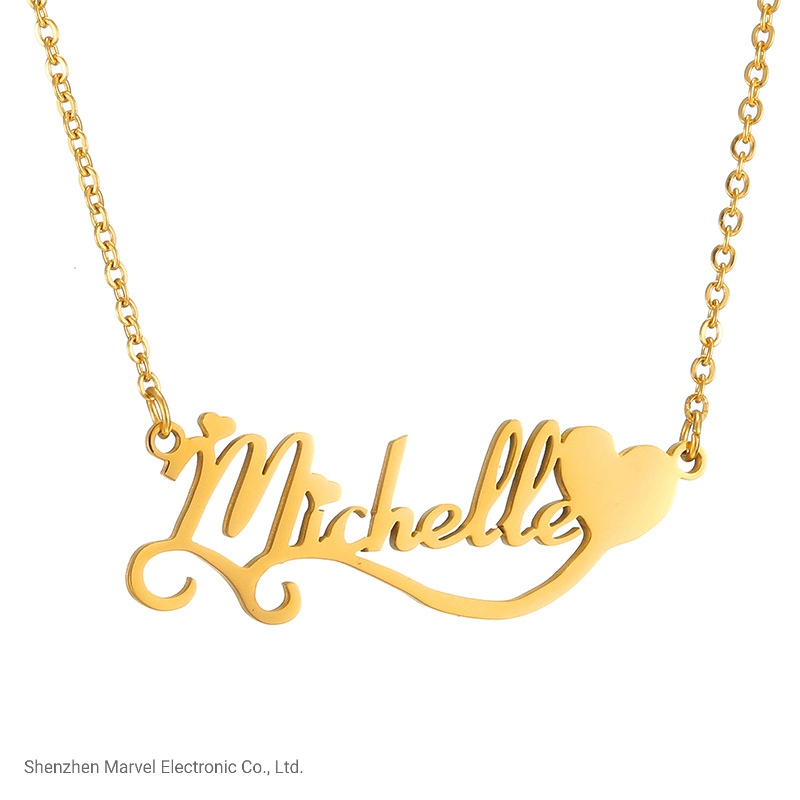 Personalized Stainless Steel Jewelry Gold Custom Name Plates Pendant Necklace