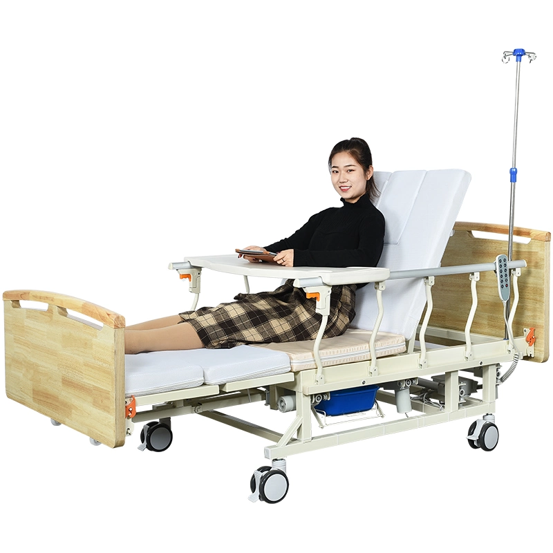 Cuidados Domiciliarios de cama de Hospital Medical cama con cabezal de madera&amp;Pies junta