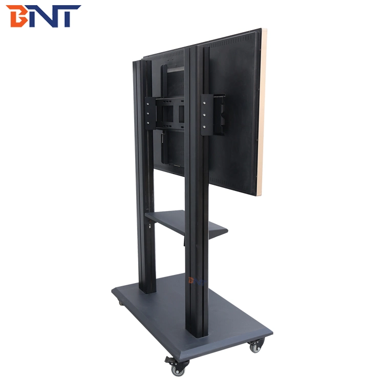 Mobile TV Floor Stand Cart with Shelf for Most of 58"-86" Tvs Glass TV Floor Stand with Swivel and Height Adjustment