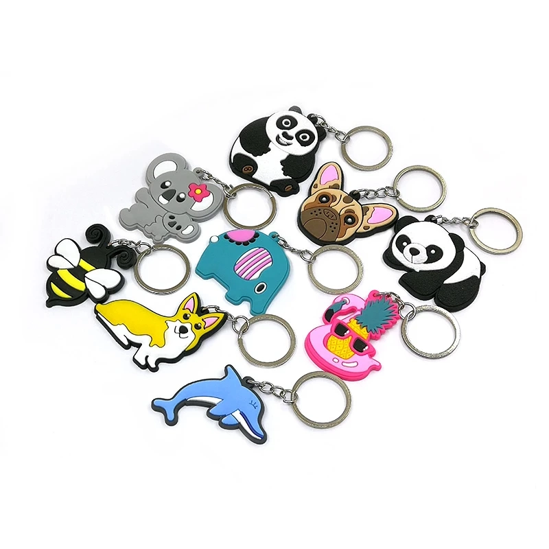 China Wholsale Cute Animal 3D PVC Silicone Hot Selling Protection Key Chain Mini Toy Panda Bee Promotion Gift Keychain