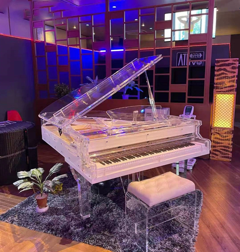 Custom Professional Design Decorative Glass Clear Grand Mirror Acrylic Crystal Piano Customized Transparent Glass Acrylic Grand Piano