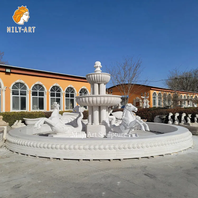 Outdoor Decorative Large Horse Statues White Marble Horse Head Sculptures Water Fountain