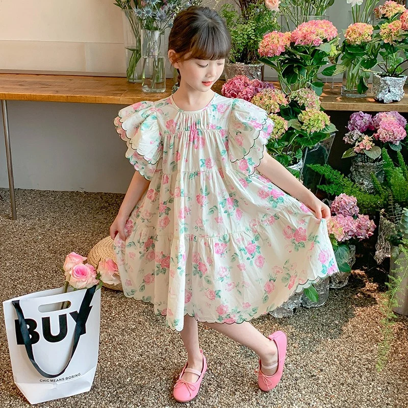 Girls Summer Dress 2023 New Korean Version of The Foreign-Style Children's Skirts Summer Children's Clothing Little Girl Princess Skirt