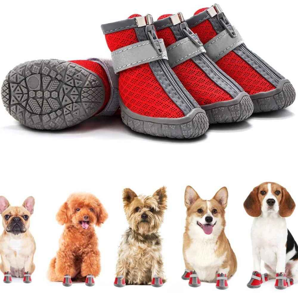 Botas perro transpirable para pequeñas y medianas perros para pavimento caliente 4pcs