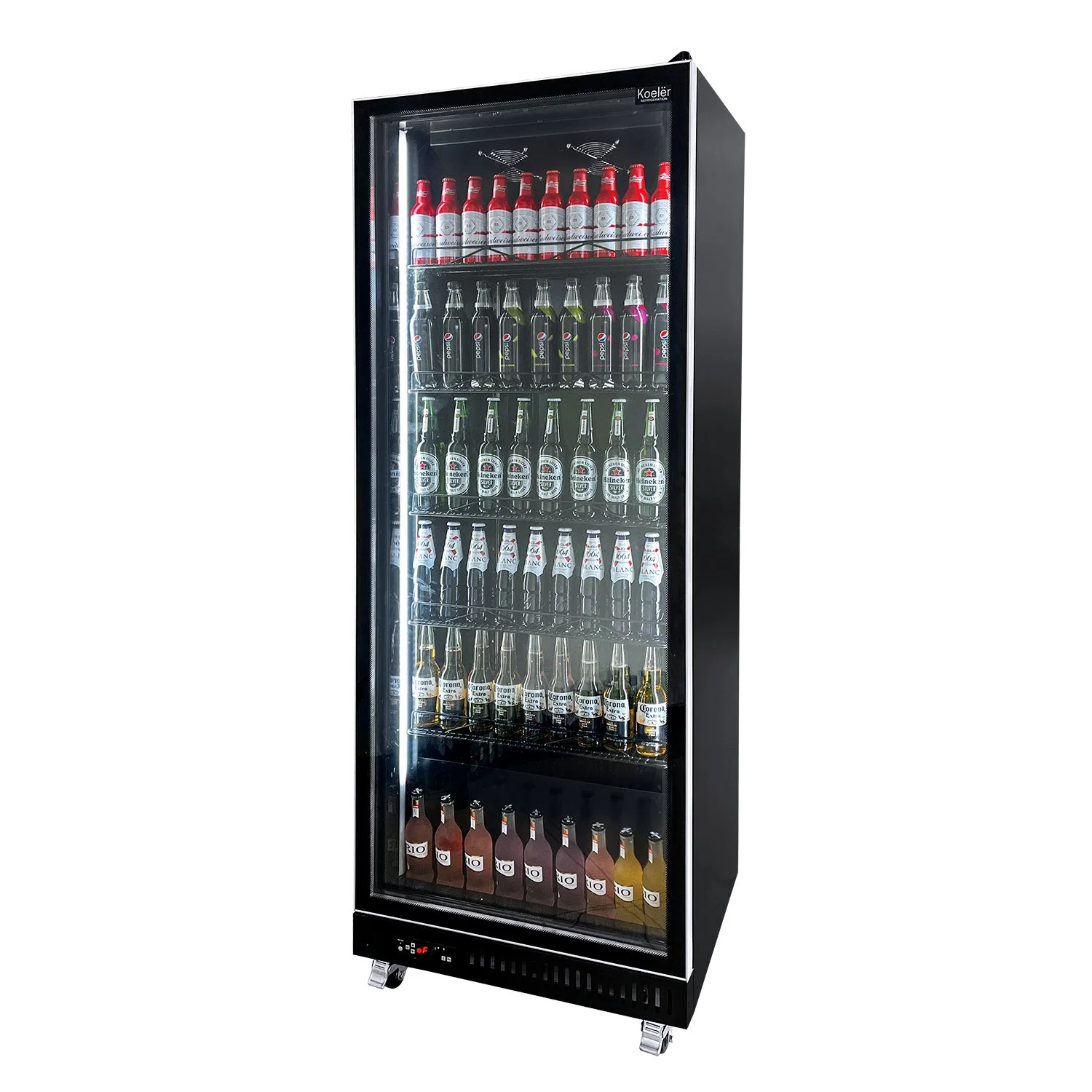 Commercial Vertical Beer Display Cooler Fan Cooling Single Door Drinks Refrigerated Display Cases