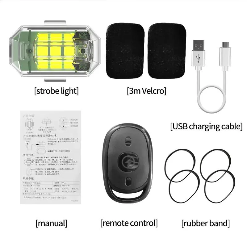 USB Charging Universal LED Touch Light Strobe Light Mini Signal Drone Flash Light with Remote Control 7 Colors Indicator Lamp